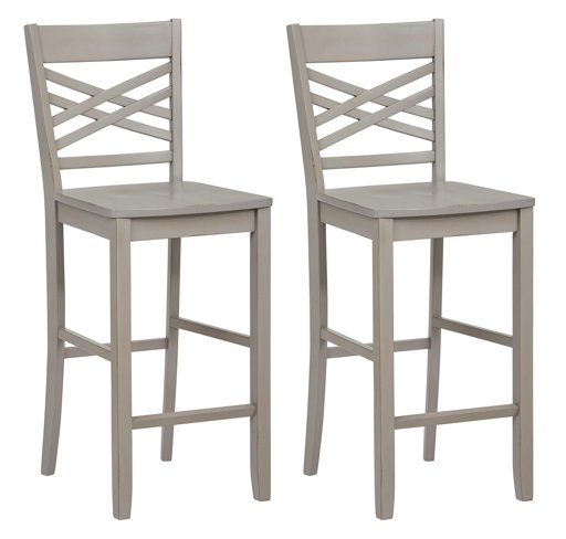 Amazon Brand – Ravenna Home Luna Rustic Wood Bar Stool, 43.25"H, Distressed Grey (Set of 2)