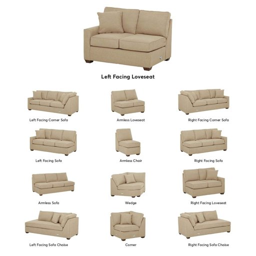 Amazon Brand – Stone & Beam Bagley Sectional Component, Left-Facing Loveseat, Fabric, 52"W, Linen