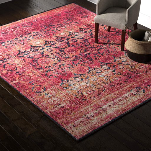 Rivet Vibrant Medallion Rug, 7'6" x 9'6", Pink