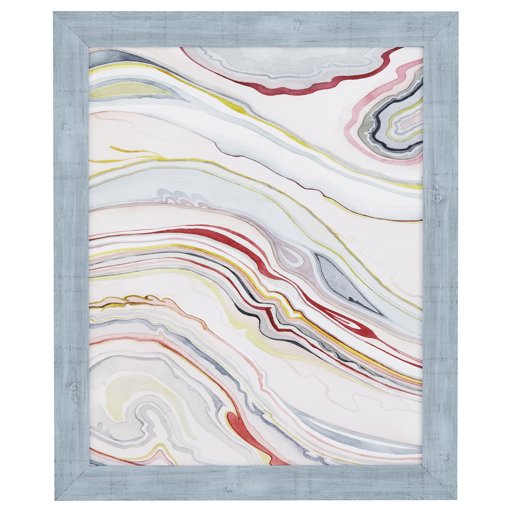 Amazon Brand – Rivet Mid Century Modern Marbled Abstract Geode II Print Framed Wall Art Decor - 19" x 23" Frame, Cool Wood-Tone