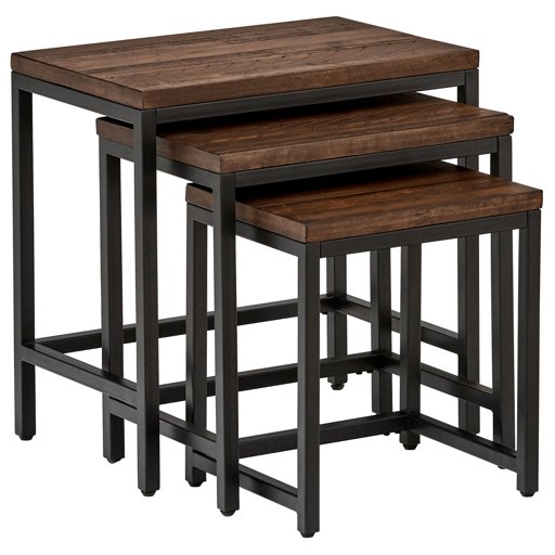 Amazon Brand – Stone & Beam Larson Industrial Wood & Metal Nesting Side End Tables, 24"W, Set of 3, Walnut
