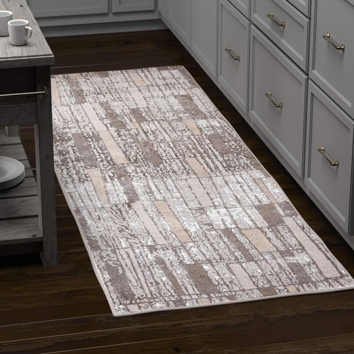 Amazon Brand – Rivet Polyester Runner Rug, 2' 10" x 7' 10", Silver, Grey, White