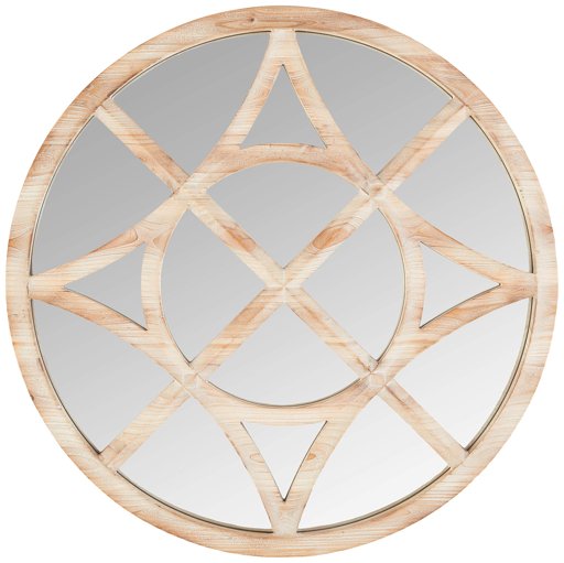 Amazon Brand – Stone & Beam Vintage Compass Wooden Accent Mirror, 28"H, Light Stain