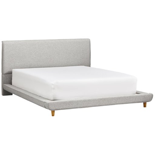 Rivet York Modern Extended Low Platform King Bed with Headboard, 90.2"L, Grey