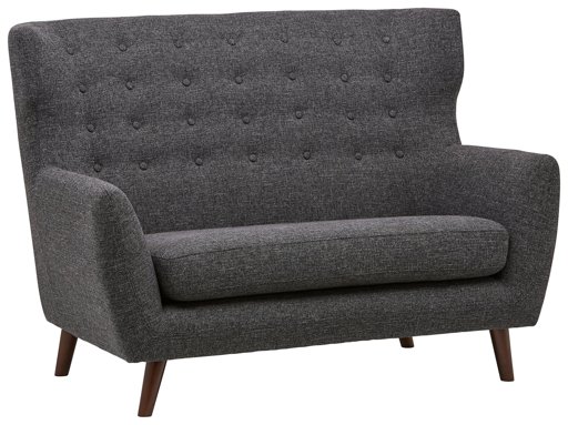 Amazon Brand – Rivet Hawthorne Mid-Century Tufted Modern Loveseat Settee Sofa, 57"W, Caviar