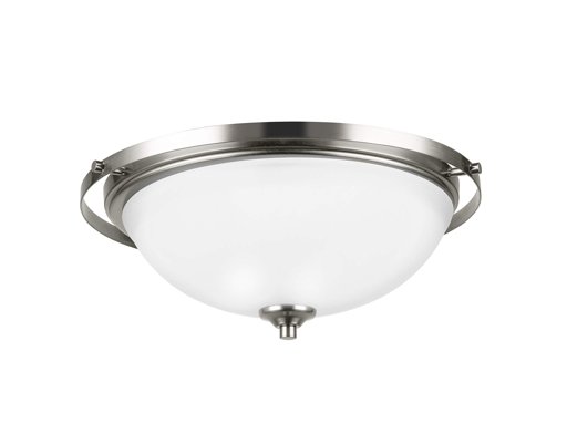 Amazon Brand - Ravenna Home 2-Light Flush-Mount Ceiling Light with White Frosted Glass Shade, 5.1"H, Brushed Steel