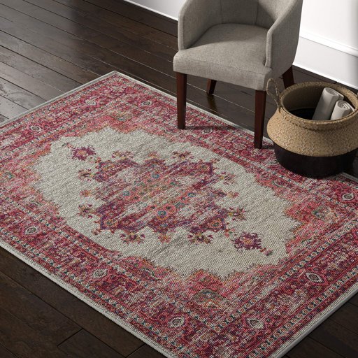 Amazon Brand – Rivet Old World Vintage Persian Area Rug, 5' 3" x 7' 3", Passion Pink
