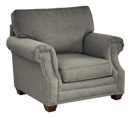 Amazon Brand – Stone & Beam Cedar Upholstered Accent Chair with Nailheads, 43"W, Midnight Gray