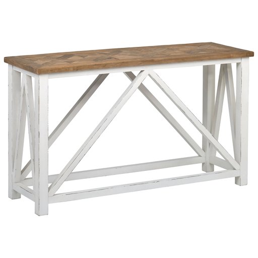 Amazon Brand – Stone & Beam Coastal Breeze Rustic Farmhouse Console Table, 55.1"W, Natural and White