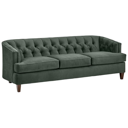 Amazon Brand – Stone & Beam Leila Tufted Velvet Living Room Sofa Couch, 88"W, Hunter Green