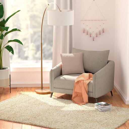 Amazon Basics Modern Plush High-Pile Shag Area Rug - 5x8 (4'11" x 7'8"), Beige