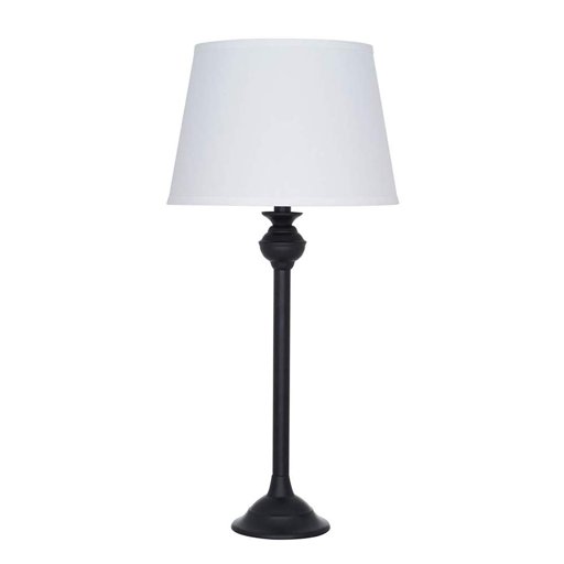 Amazon Brand – Ravenna Home Traditional Metal Table Desk Lamp With LED Light Bulb - 27.50 Inches, Matte Black With White Shade