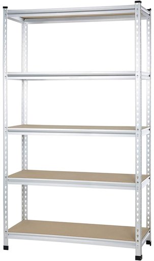 AmazonBasics - Shelf for medium weight objects, solid poles, chipboard, 121 x 45 x 182 cm