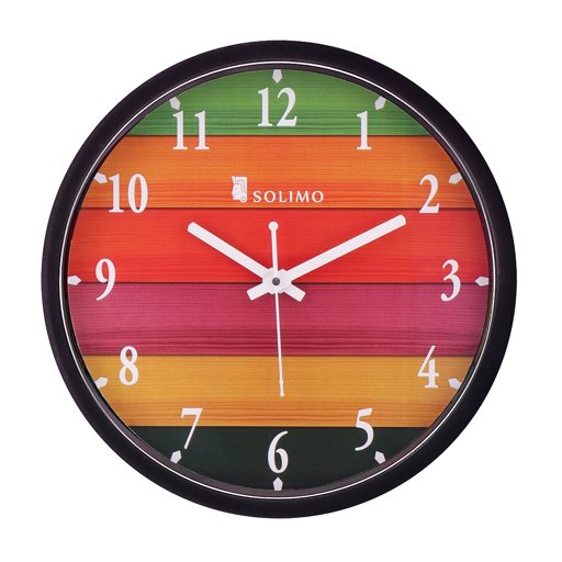 Amazon Brand - Solimo 12-inch Wall Clock - Different Strokes (Step Movement, Black Frame)