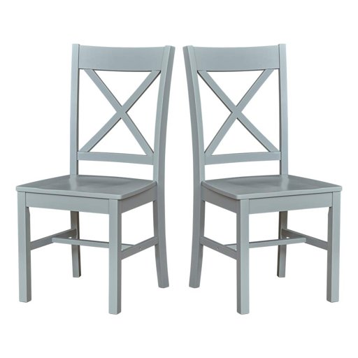 Amazon Brand – Ravenna Home Solid Pine Dining Chair with Cutout Back, 38"H, Gray Finish, Set of 2