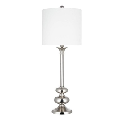 Amazon Brand – Ravenna Home Traditional Tall Metal Table Lamp with Stacked Oval Accents, LED Bulb Included, 28.25"H, Polished Nickel