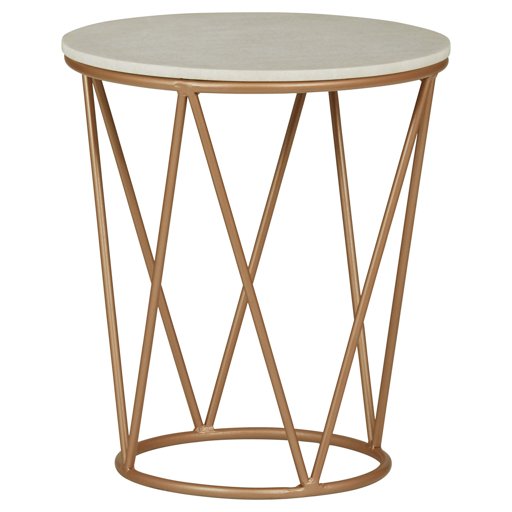 Amazon Brand – Stone & Beam Industrial Side Table with Metal Base, 19.69"W, Gold