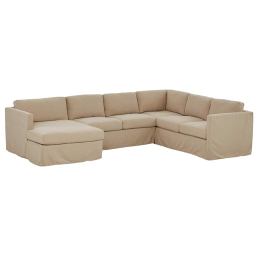 Amazon Brand – Stone & Beam Andover Slipcover Right-Facing U-Shaped Sectional, 134"W, Linen Fabric