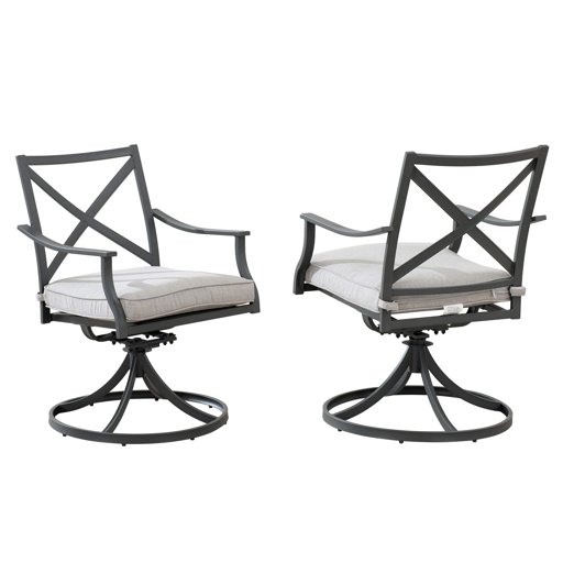 Amazon Brand - Ravenna Home Archer Steel-Framed Outdoor Patio Swivel Dining Chairs, Set of 2, 35"H, Gray