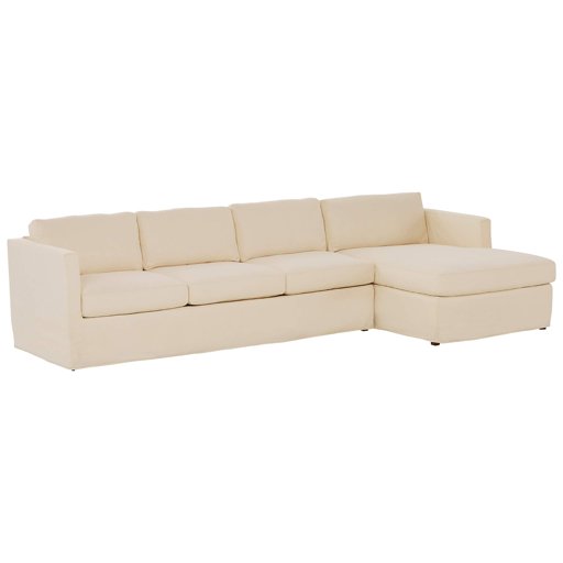 Amazon Brand – Stone & Beam Andover Slipcover Right-Facing Sofa-Chaise Sectional, 126"W, Cream Fabric
