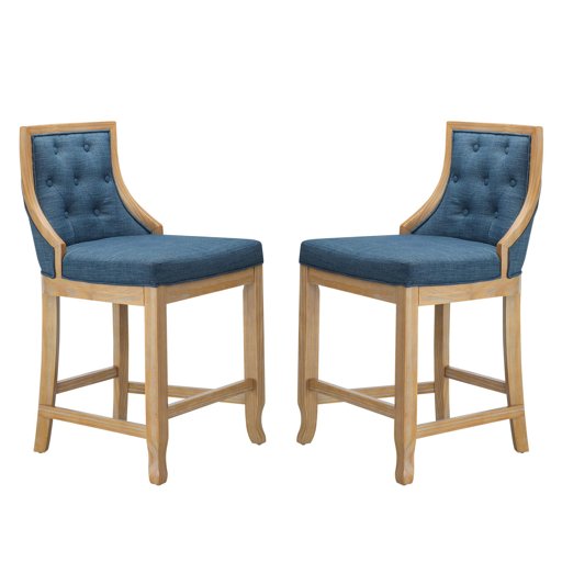 Amazon Brand – Stone & Beam Classic Tufted Counter-Height Barstool, Set of 2, 37.5"H, Navy