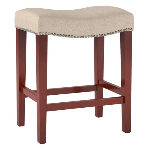 Ravenna Home Faraday Saddle Nailhead Counter Stool, 26"H, Sand