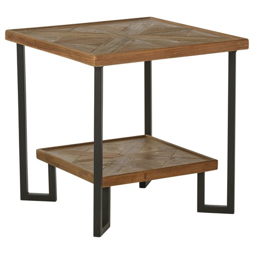 Amazon Brand – Stone & Beam Bernice Industrial Reclaimed Fir Wood Side End Table, 20"W, Natural and Black