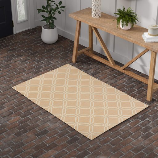 Amazon Brand – Stone & Beam Contemporary Interlocking Rings Wool Rug, 3'9" x 5'9", Beige