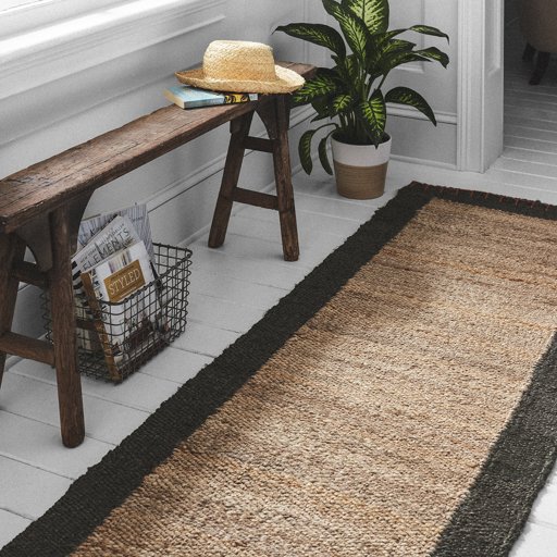 Amazon Brand – Stone & Beam Contemporary Border Jute Rug, 2'6" x 8', Natural