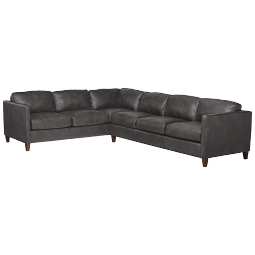 Amazon Brand – Stone & Beam Andover Right-Facing L-Shaped Sectional, 124"W, Charcoal Leather