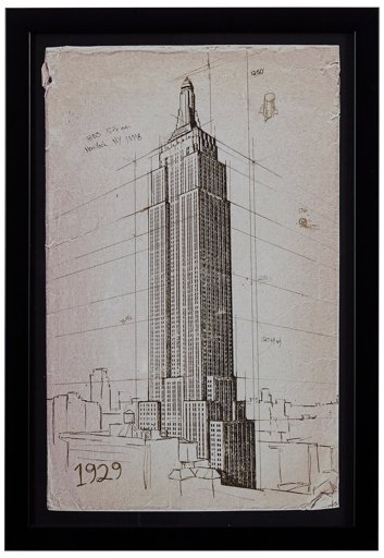 Amazon Brand – Stone & Beam Modern Print of Empire State Building Sketch, Black Frame, 12" x 17"