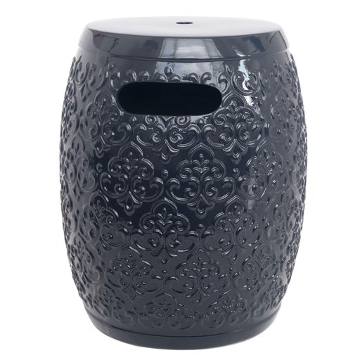 Amazon Brand – Ravenna Home Damask-Pattern Ceramic Garden Stool or Side Table, 16"H, Navy Blue