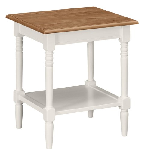 Amazon Brand – Ravenna Home Amber Farmhouse Shelf Storage Side End Table, 20"W, Natural and White