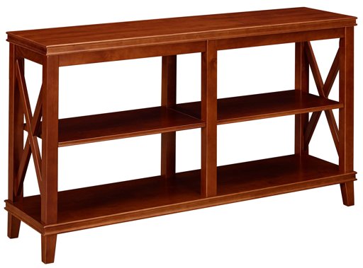 Amazon Brand – Ravenna Home Wheeler Farmhouse 3-Shelf Wood Storage TV Console Table Stand, 54"W, Dark Cherry