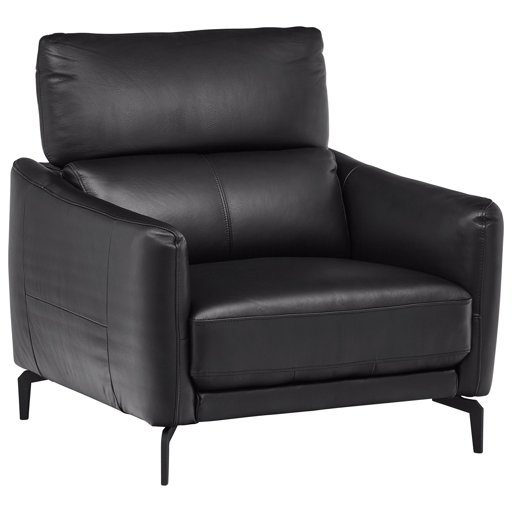 Amazon Brand – Rivet Kaden Mid-Century Modern Adjustable Headrest Leather Living Room Accent Chair, 35.8"W, Black Leather