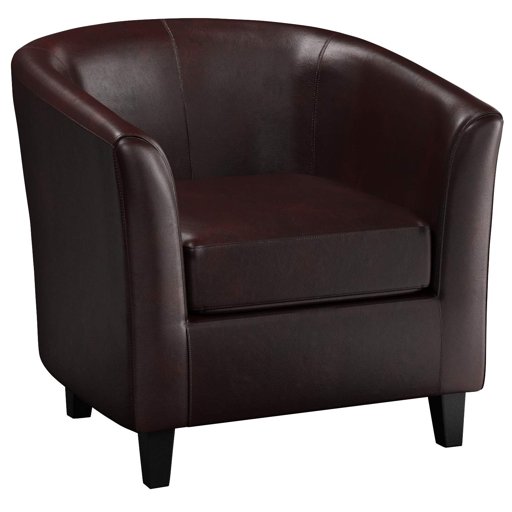 Amazon Brand – Ravenna Home Sherman Curved Faux Leather Accent Chair, 30.5"W, Brown