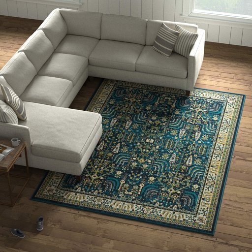 Amazon Brand – Stone & Beam Traditional Royal Area Rug, 7' 10" x 10', Teal