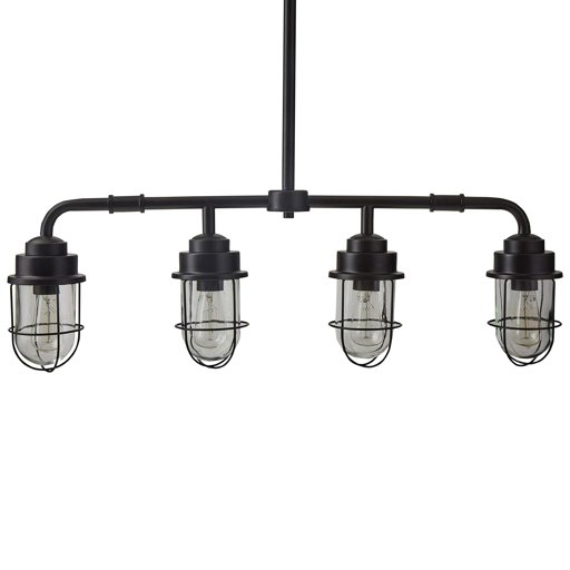Amazon Brand – Stone & Beam Jordan Industrial Farmhouse Ceiling 4-Pendant Cage Fixture With 4 Light Bulbs - 4.8 x 32 Inches, 17.5 - 46 Inch Cord, Black
