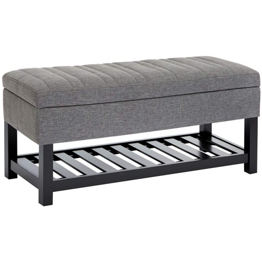 Red Hook Tedera Wood and Upholstered Storage Ottoman Bench - Graphite Grey