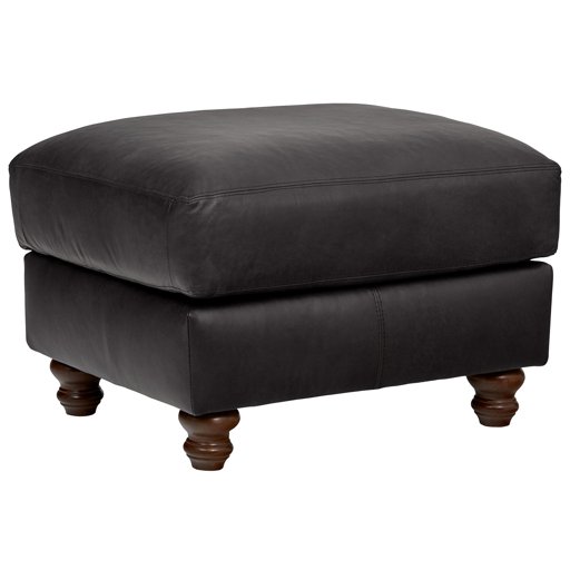 Amazon Brand – Stone & Beam Charles Classic Oversized Leather Ottoman, 31"W, Charcoal