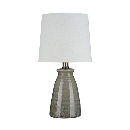 Amazon Brand – Stone & Beam Table Lamp with Textured Ceramic Base and LED Light Bulb - 15 Inch, Crackle Gray