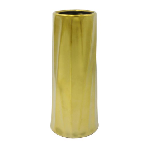 Amazon Brand – Rivet Mid-Century Metallic Stoneware Vase, 11.8"H, Gold