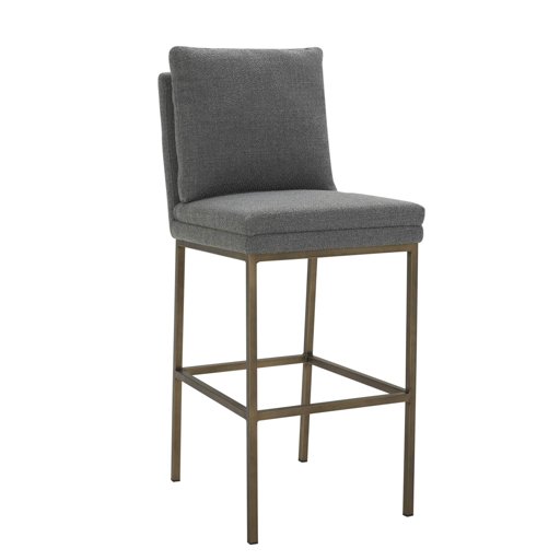 Amazon Brand – Rivet Lundberg Contemporary Upholstered Barstool with Brass Legs, 44.5"H, Flannel