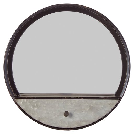 Amazon Brand – Stone & Beam Contemporary Metal Storage Mirror, 15.3"H, Black with Galvanized Finish