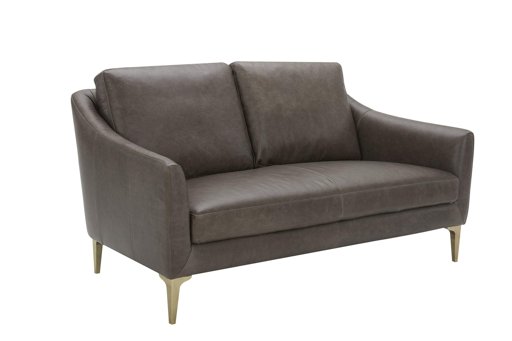 Amazon Brand – Rivet Alonzo Contemporary Leather Loveseat Sofa, 64"W, Grey