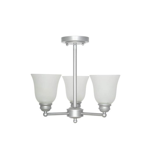 Amazon Brand – Ravenna Home Classic 3 Light Semi-flush Mount Chandelier, Bulbs Included, 14.5"H, Silver