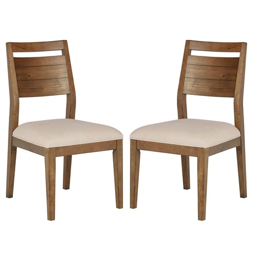 Stone & Beam Hughes Casual Wood Dining Room Kitchen Chairs, Beige, Set of 2