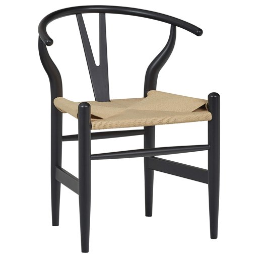 Amazon Brand – Stone & Beam Mid-Century Wishbone Dining Chair, 22.4"W, Black / Natural