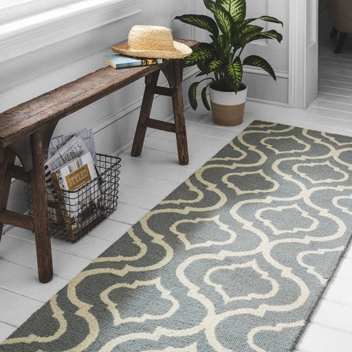 Amazon Brand – Stone & Beam Contemporary Hourglass Wool Runner Rug, 2' 3" x 7' 6", Light Blue