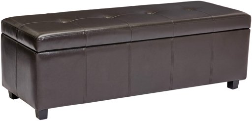 Red Hook Meknes Rectangular Faux Leather Storage Ottoman Bench - Dark Cocoa